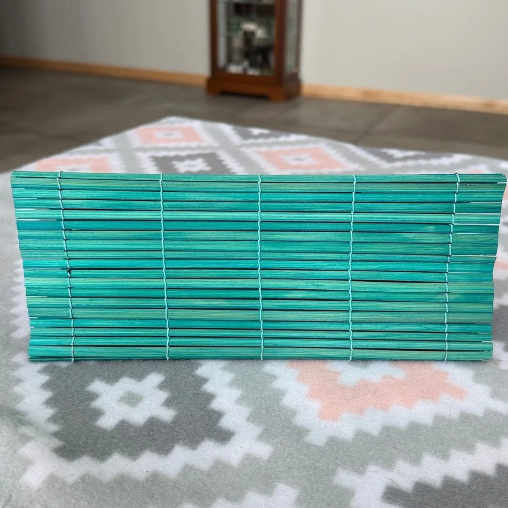 Teal Bamboo Clutch with Wooden Handle - Picture 5 of 13